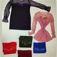 شومیز گلبرجسته آستین تور